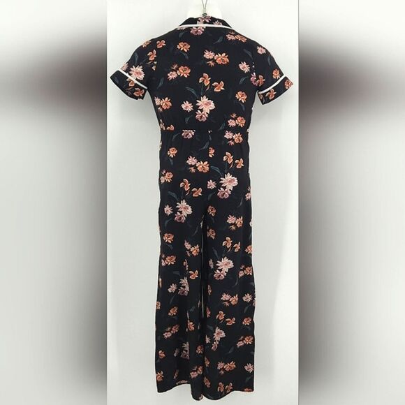 Monteau Jumpsuit Jumper Womens Size Small Dark Florals Black Romantic 90s Retro - Picture 2 of 9